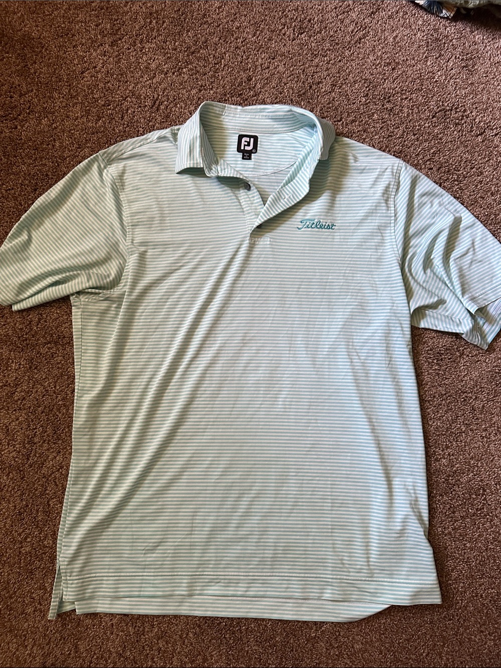 FootJoy Titleist Men's Mint Blue Striped Golf Polo XL